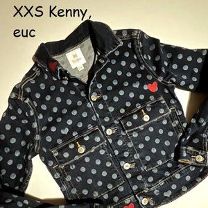 XXS Lularoe Kenny jean jacket, polka dots and hearts